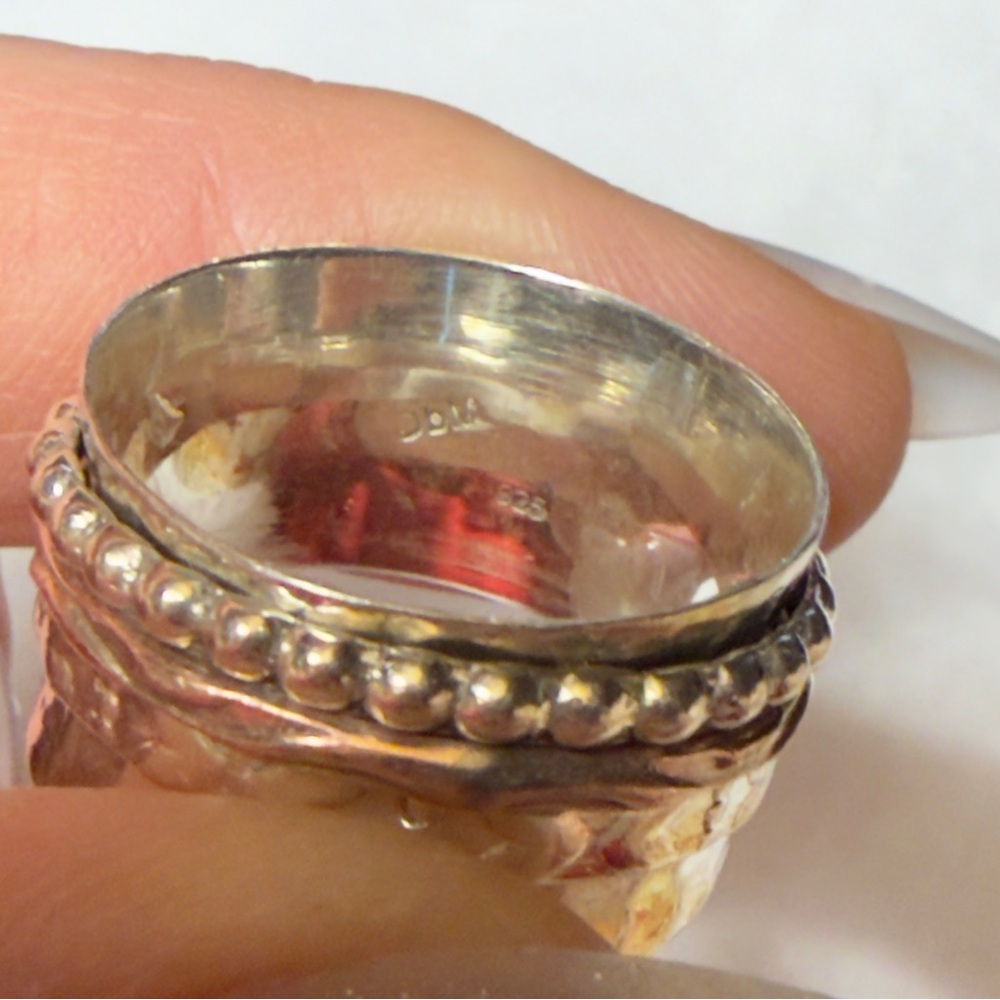 Sterling Silver Rose Gold Spinner Fidget Meditation Ring Size 9 1/2 - Picture 3 of 6
